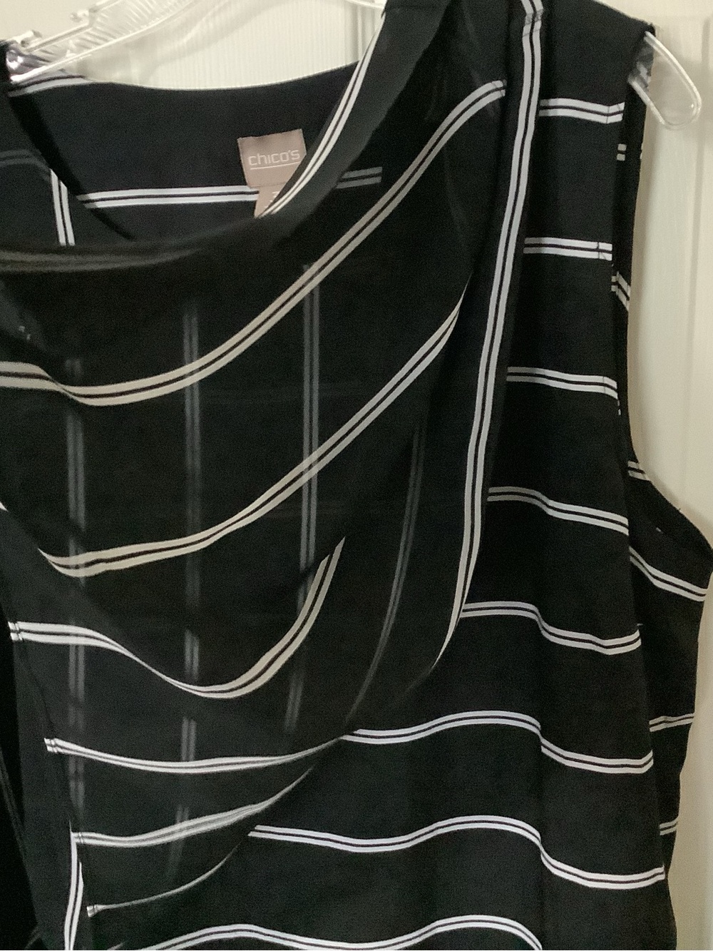 Chico's Top Tunic 3 XL Black White - Picture 6 of 8